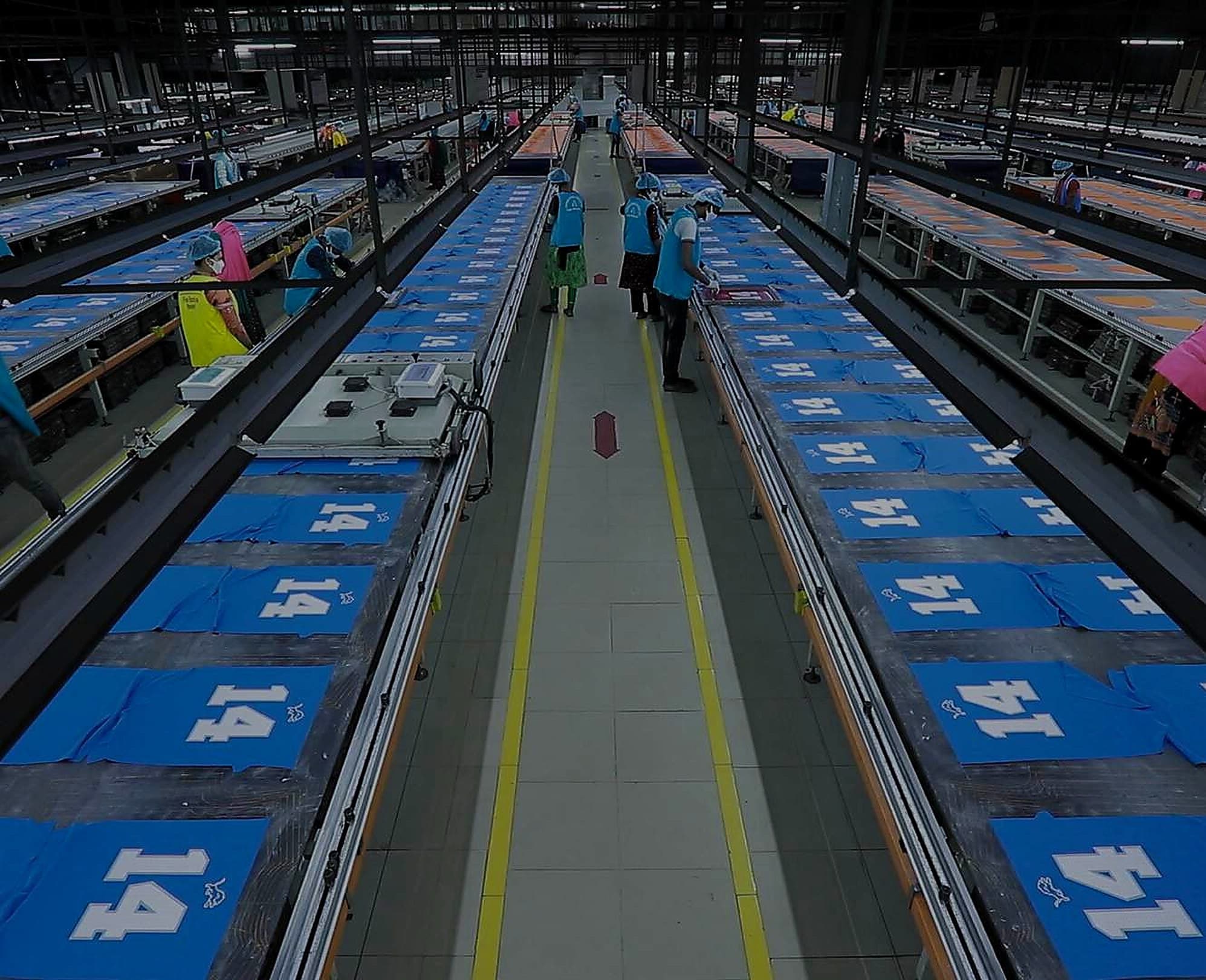 Screen printing tables on the embellishment floor